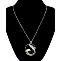 Vintage leaping fish and wave pendant + chain (sterling silver)
