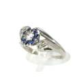Vintage 18ct white gold ring set with white diamonds & blue sapphires