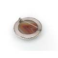 Antique sterling silver carnelian brooch