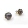 9ct gold striped agate stud earrings