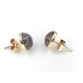 9ct gold striped agate stud earrings