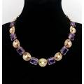 Unbelievable 9ct gold amethyst & pearl necklace (1950s)