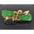 Mesmerising Art Deco 9ct gold & Imperial green jade brooch