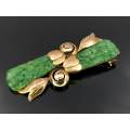Mesmerising Art Deco 9ct gold & Imperial green jade brooch