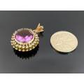 Spectacular 14ct gold amethyst and white sapphire pendant