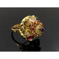 Magnificent 14ct gold `Thai princess` multi gemstone ring