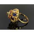 Magnificent 14ct gold `Thai princess` multi gemstone ring