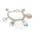 Vintage sterling silver charm bracelet- with a wedding charm that opens up!
