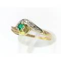 Green and white CZ ring (set in 9ct gold)