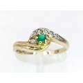 Green and white CZ ring (set in 9ct gold)
