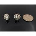 Vintage white sapphire & white gold flower earrings