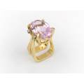 Spectacular Mid-century pink kunzite ring by SA goldsmith- a rare find!