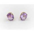 9ct gold & purple amethyst earrings