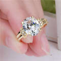 White Sapphire Ring Yellow Rhodium Plated Wedding Engagement Jewelry