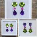 6.47Cts Natural Gemstone Earrings 3 Piece Combination Set