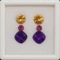 7.17Cts Natural Gemstone Earrings 3 Piece Combination Set