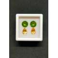 3.29Cts Natural Gemstone Earrings 2 Pieces Combination Set **Peridot & Citrine**