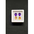 3.45Cts Natural Gemstone Earrings 2 Pieces Combination Set **Amethyst & Citrine**