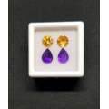 3.59Cts Natural Gemstone Earrings 2 Pieces Combination Set **Amethyst & Citrine**