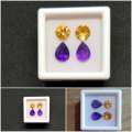 3.59Cts Natural Gemstone Earrings 2 Pieces Combination Set **Amethyst & Citrine**