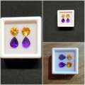3.59Cts Natural Gemstone Earrings 2 Pieces Combination Set **Amethyst & Citrine**