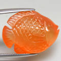19Ct. Natural Orange Agate Fish Carving  Gorgeous