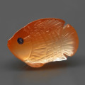 19.78Ct.Natural Orange Agate  Blue Sapphire Eyes Fish Carving