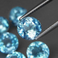 Baby Blue Topaz 3.24cts Round 7mm **Pair**. Ravishing Color and Full Fire! Brazil