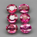 Hot Pink Purple Rhodolite Garnet  6Pcs/6.66Ct Round & Oval 6.5x6.5-7x5.5mm