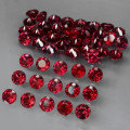Cherry RED Rhodolite Garnet 2.7 mm.0.0.14Ct.Round Diamond Cut Natural **PAIR**