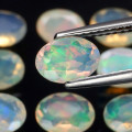 Opal Oval Yellow & Rainbow 7x5mm STRONG Natural  Sparkling.