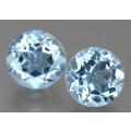 Baby Blue Topaz 2.60cts Round 7mm **Pair**. Ravishing Color and Full Fire! Brazil