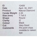 2.20Ct Diamond Jet Black Round **Certified** Loose Natural