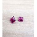 Rhodolite Garnet 1.83Ct. Cherry Pinkish Square Cut **Pair**.Ravishing Color!