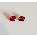 Rhodolite Garnet 1.06Ct. Red **2Pcs Set**Emerald Cut .Ravishing Color!