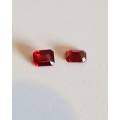Rhodolite Garnet 1.06Ct. Red **2Pcs Set**Emerald Cut .Ravishing Color!
