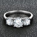 3.00 Carat Trilogy Moissanite **GRA Certified**  VVSI/D Engagement Ring in Sterling Silver