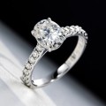 1.00 Carat Moissanite Oval **GRA Certified**  VVSI/D Engagement Ring in Sterling Silver