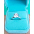 2.00 Carat Round SONA Diamond **Certified**  VVSI/D Engagement Ring Plated in Platinum