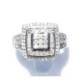 0.750ct DIAMOND RING**DOUBLE HALO ** ROUND / BAGUETTE CUT   WHITE GOLD LADIES