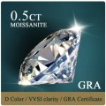 MOISSANITE ROUND 0.50Cts D/VVSI **Certified** BRILLIANT CUT