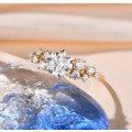 1.00 Carat Moissanite Ring Side Cluster 10K Gold **GRA Certified**  VVSI/D Engagement Ring