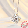 Forever Love Twist Flower Knot Pendant Necklace & Earrings Set in 925 Sterling Silver