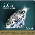 Certified 2CT  VVSI D MOISSANITE ROUND BRILLIANT CUT