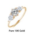 1.00Cts Moissanite Triology Ring Pear side stones 10K Gold **GRA Certified**  VVSI/D