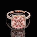 Morganite Created Gemstone  Ring Luxury 100% 925 Sterling Silver