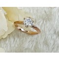 2.00 Carat Moissanite VVSI/D Engagement Ring in Yellow or Rose Gold Plated **GRA Certified**