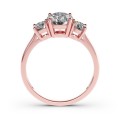 3.00 Carat Trilogy Moissanite Rose Gold  VVSI/D Engagement Ring **GRA Certified**
