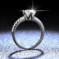 1 CT Moissanite D/VVS Round Cut Promise Ring White Gold Colour 925 Sterling Silver **Certified*
