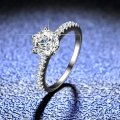 1 CT Moissanite D/VVS Round Cut Promise Ring White Gold Colour 925 Sterling Silver **Certified*
